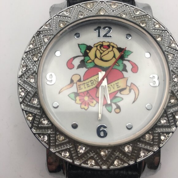 Eternal Love Hardy Style Women's Watch Rhinestone Yellow Rose Heart Japan - Picture 4 of 13